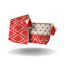 Cosmetiquera artesanal bordada en tonos rojos y beige. Diseño tradicional con detalles geométricos y borlas decorativas. Ideal para organizar tus esenciales con estilo